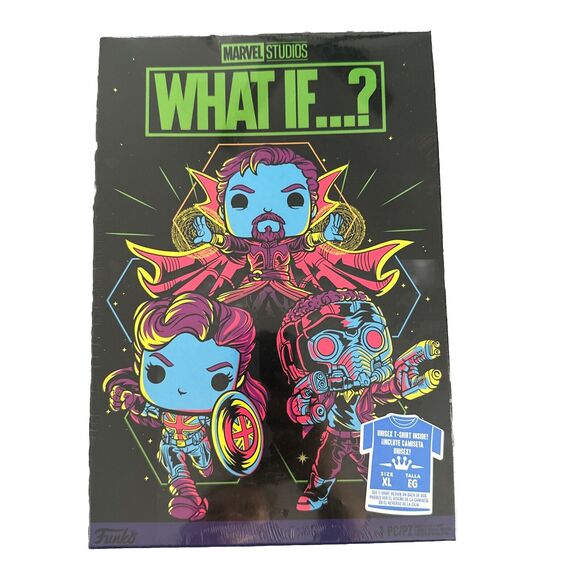 Funko Pop Marvel Studios What If Blacklight T-Shirt XL Target Exclusive Sealed - Picture 1 of 2